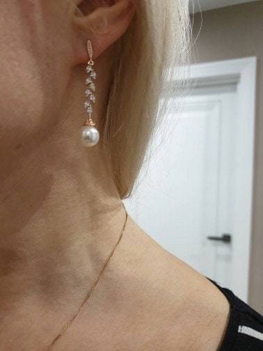 Crystal Earrings With Pearls - Kelly