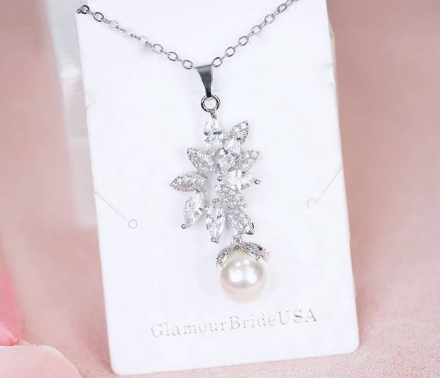 Shannon - Pearl Drop Wedding Necklace Set